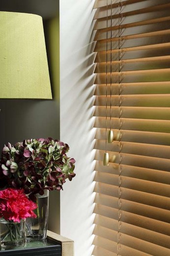 A picture of wooden blinds in Cardiff