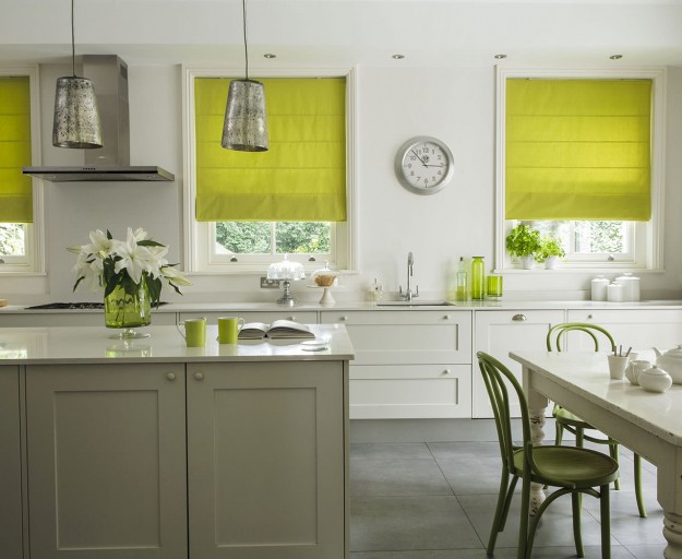 Milano Lime Roman Window Blinds for kitchen & dining room
